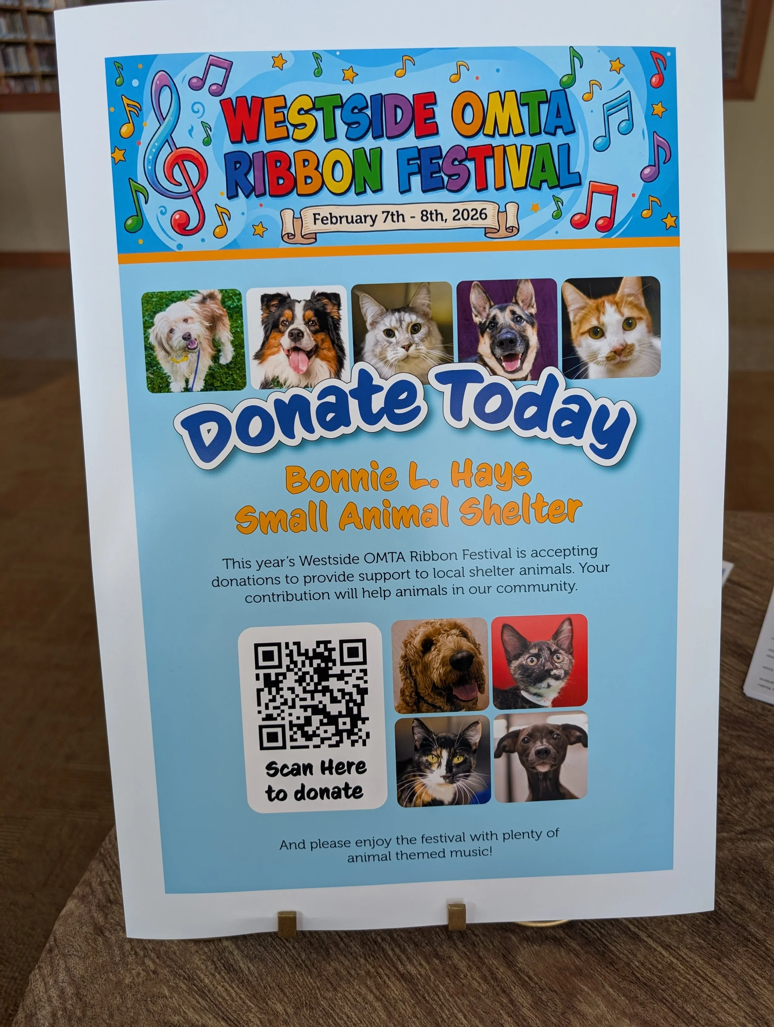 Ribbon Festival Donation page sponsoring Bonnie L. Hays Animal Shelter
