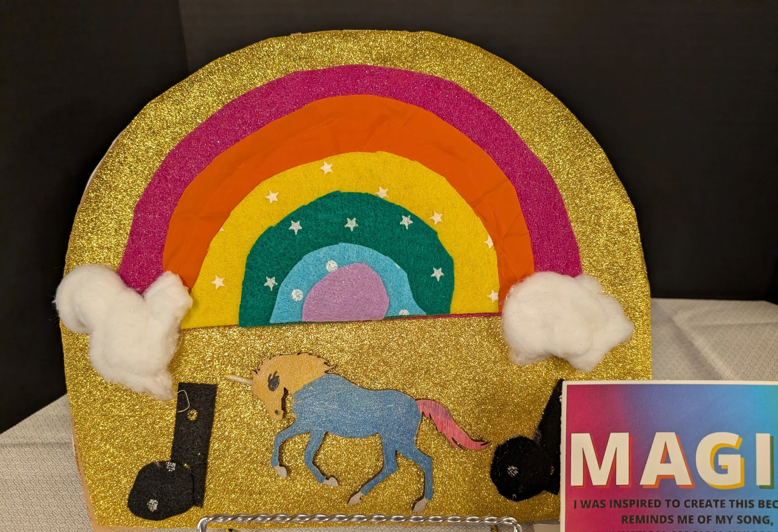 Rainbows and Unicorns and music notes, quilting piece