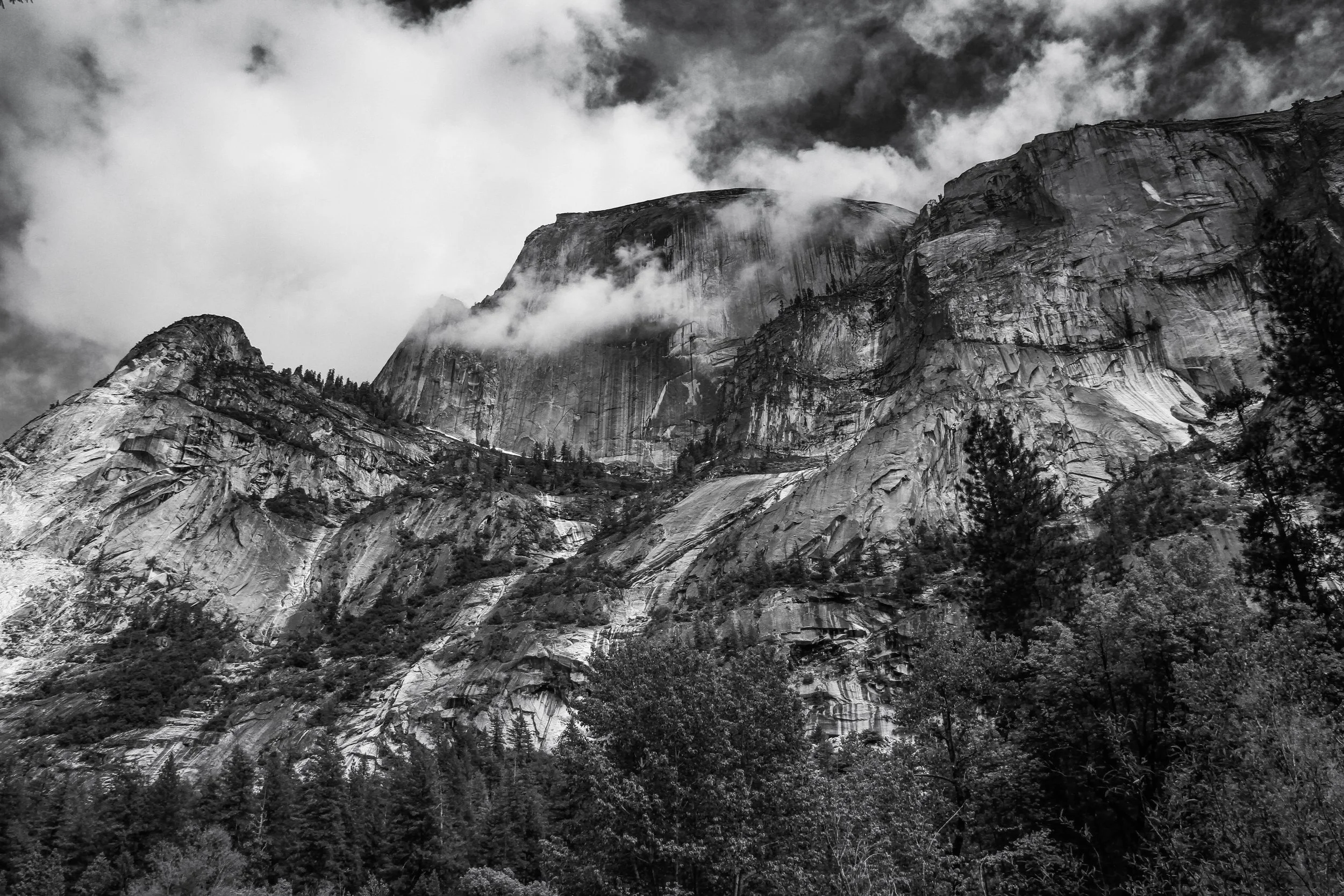 28. Half Dome and Clearing Clouds From Mirror Lake: Yosemite National Park, CA