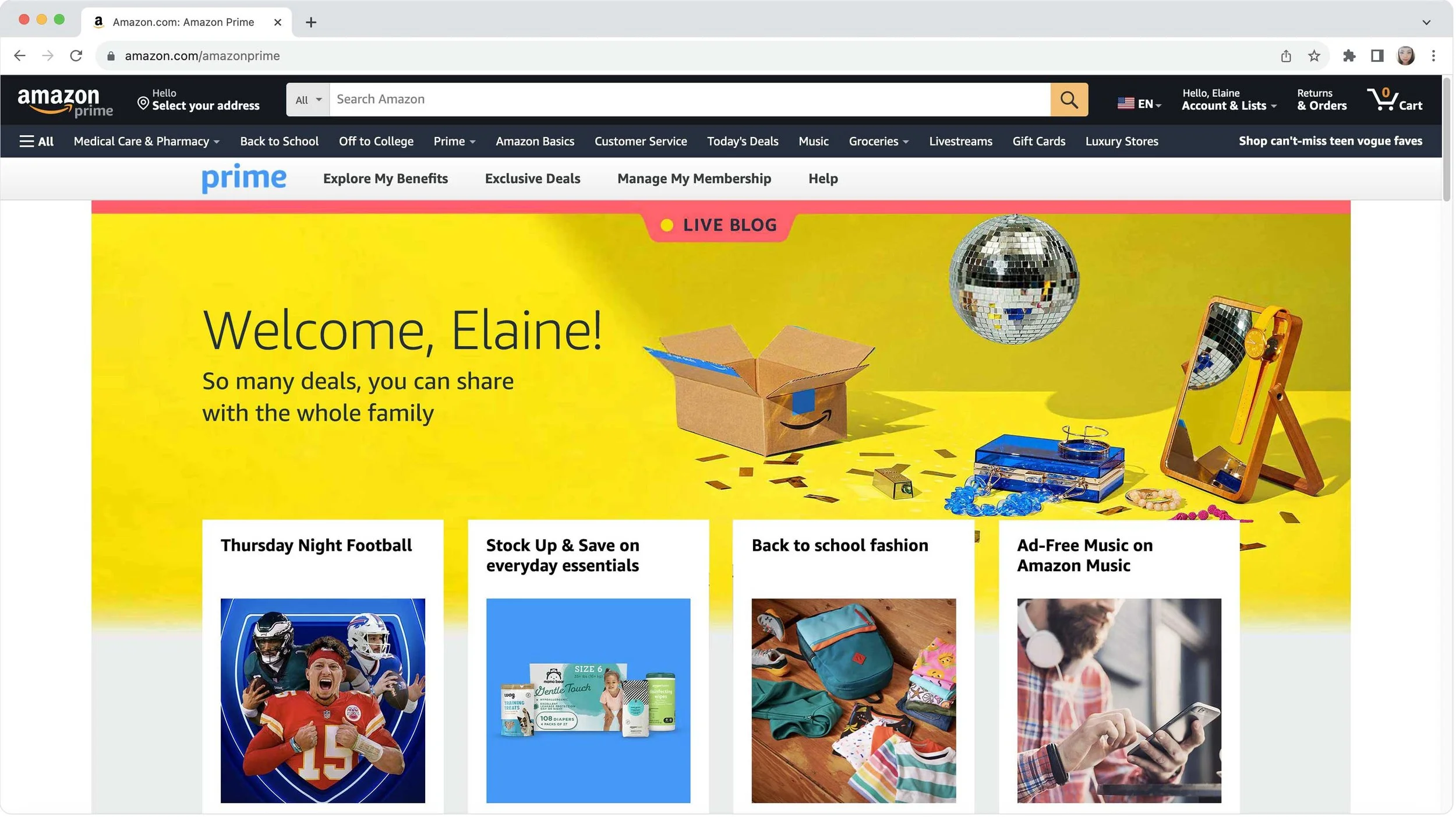 amazon.com/Prime Live Blog placement
