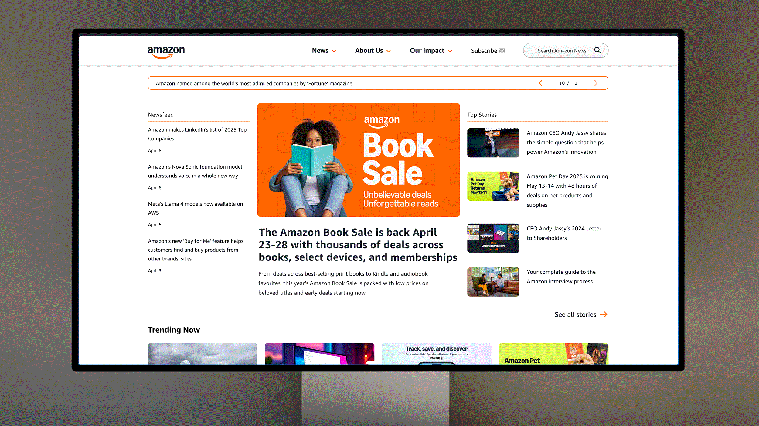 GIF of the Amazon News homepage
