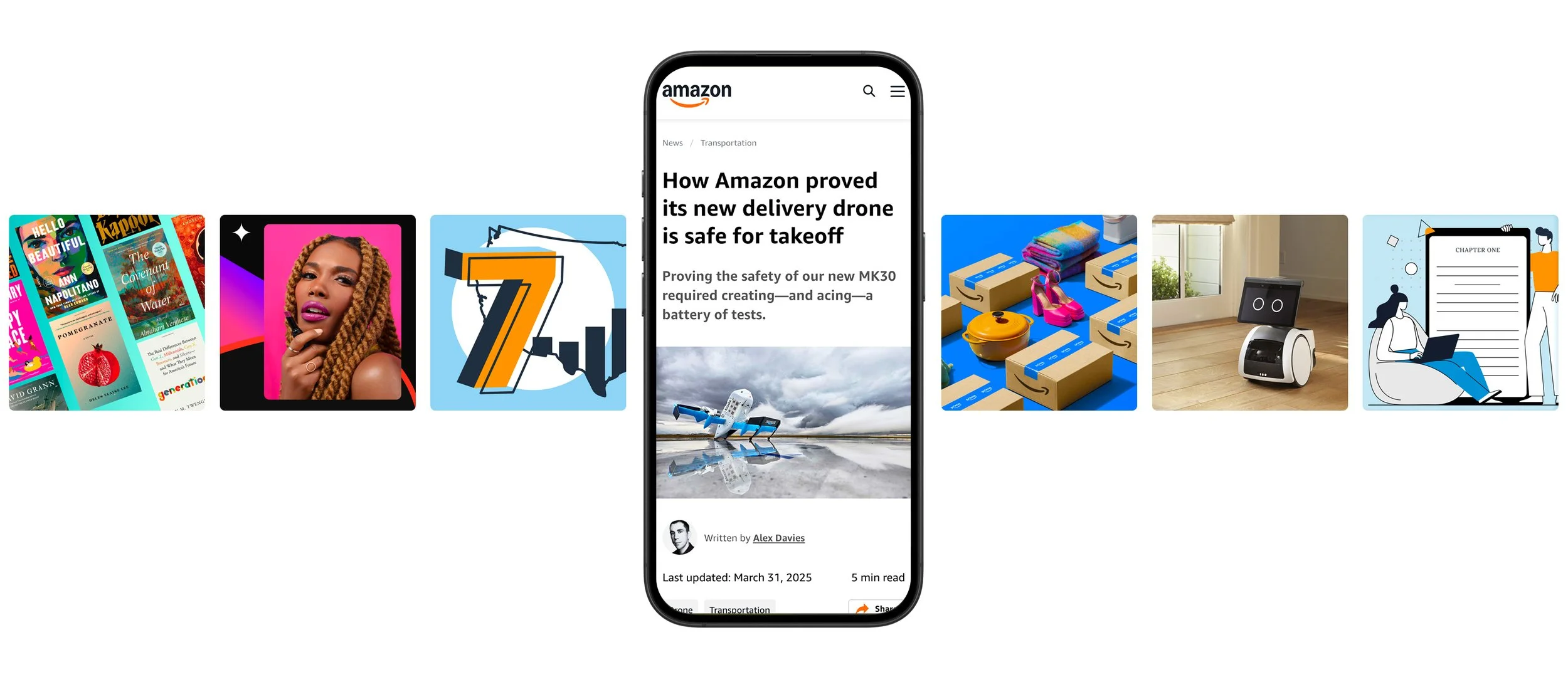 image of a phone and tiles of artwork surrounding it