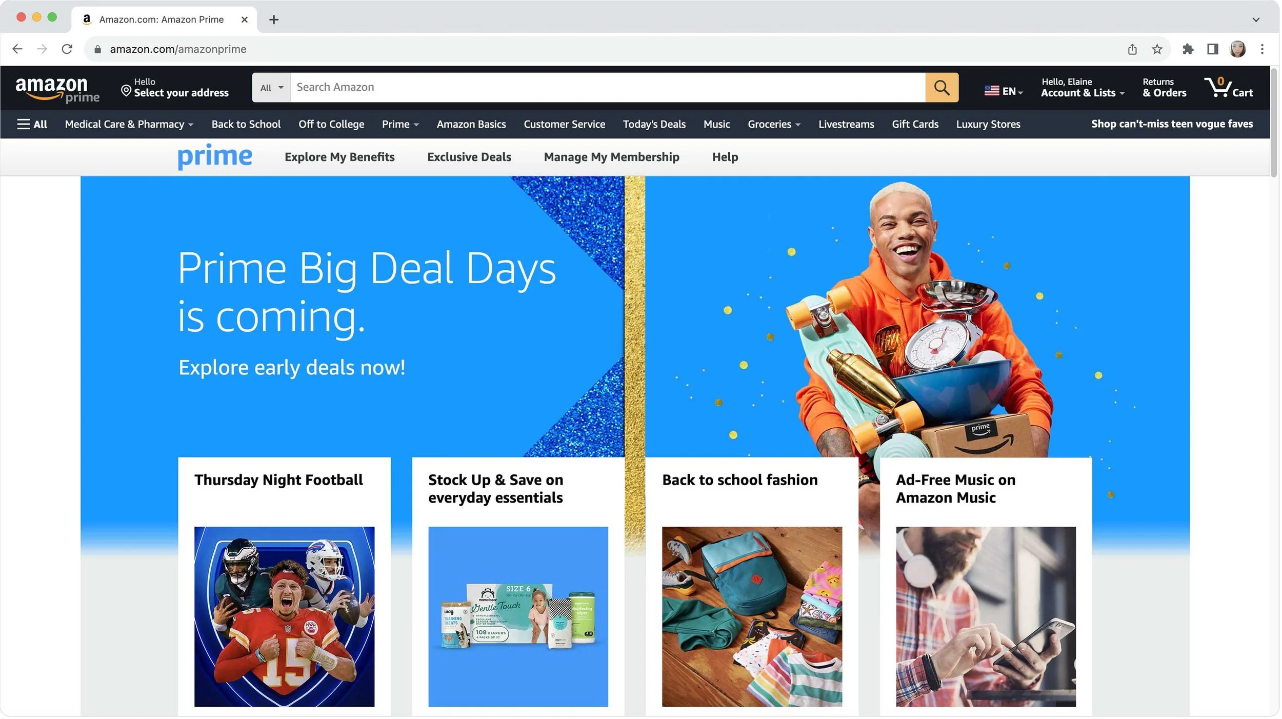 amazon.com/Prime Early Deals placement