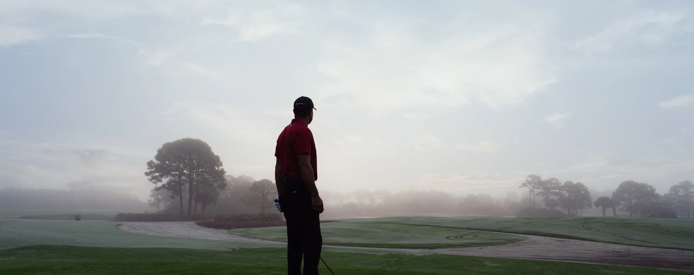 Tiger Woods photographed for a premium golf apparel brand, Sun Day Red, advertising campaign by Los Angeles commercial photographer Garrett Byrum. Golf advertising photographer.