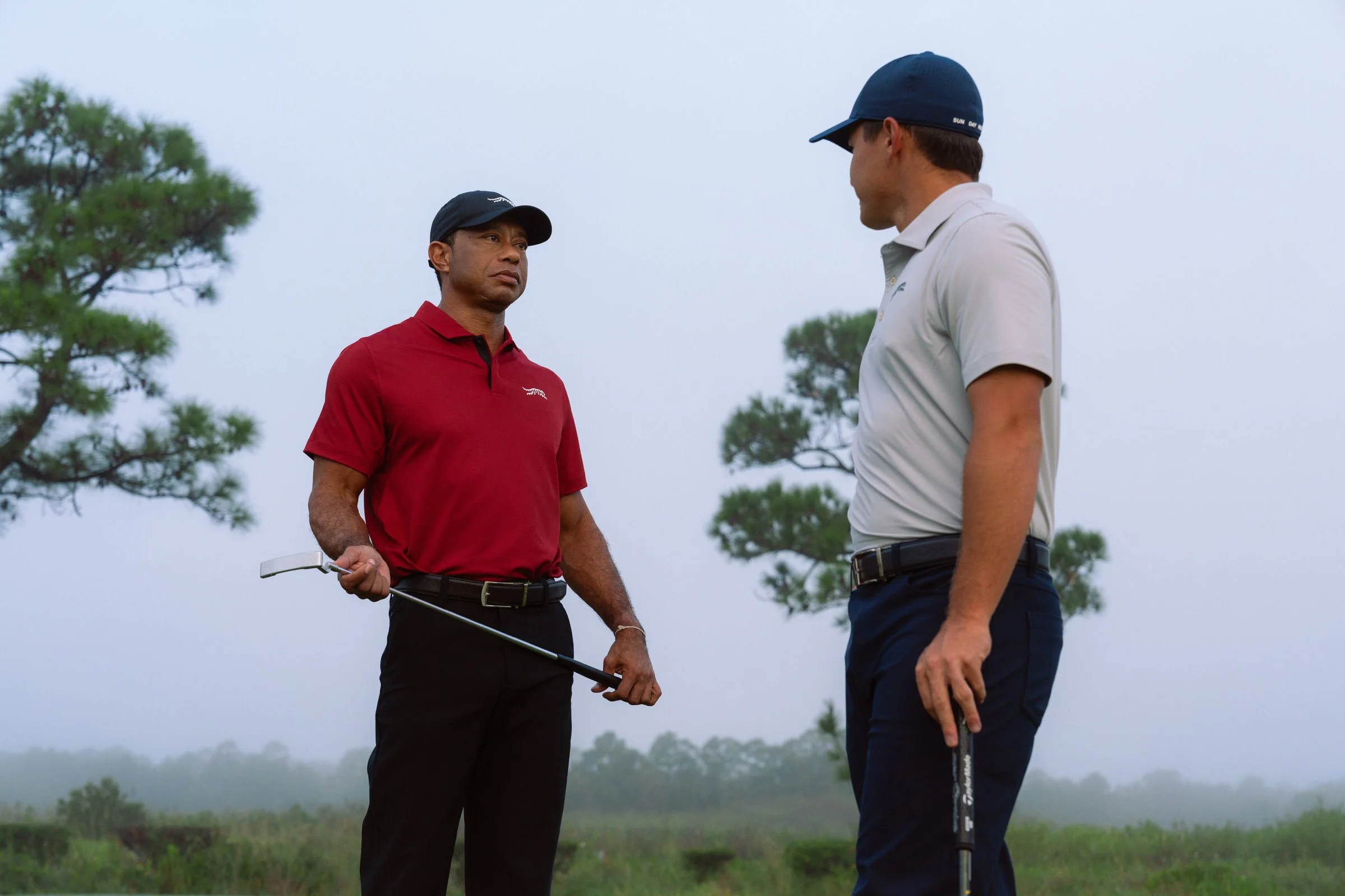Tiger Woods portrait photographed for a premium golf apparel brand, Sun Day Red, advertising campaign by Los Angeles commercial photographer Garrett Byrum. Golf advertising photographer.