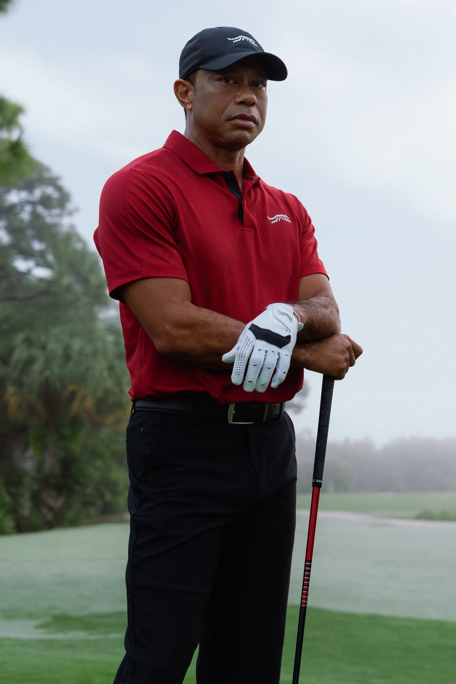 Tiger Woods portrait photographed for a premium golf apparel brand, Sun Day Red, advertising campaign by Los Angeles commercial photographer Garrett Byrum. Golf advertising photographer.