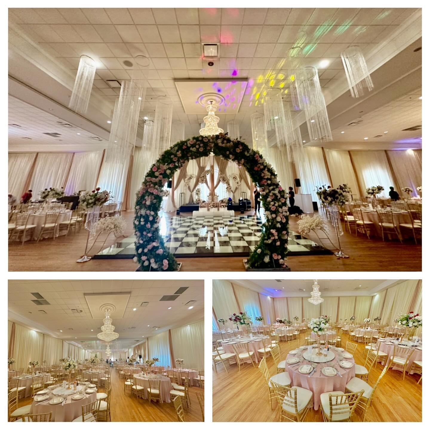 Beautiful lux wedding at the Regent. We provided the Full Room Draping (Ivory Drapes + Champagne Drape Pole Caps) &amp; 460 Gold Chiavari Chairs w/Ivory Cushions. Pleasure working with Janova Events, Events Done Right, Hao Wah Restaurant, Lux Decor, 