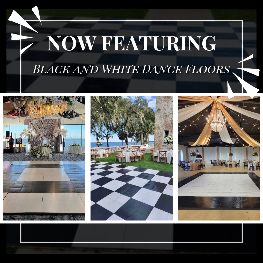 Featuring our Black and White Dance Floors, available on our website now! 🎉

Contact Us for Booking or Check out our Website, link in bio!

Call/Text 813-661-2933 or Email info@otmrentalsandevents.com
.
.
.
#eventdecor #tampa #weddingdecor #thonotos