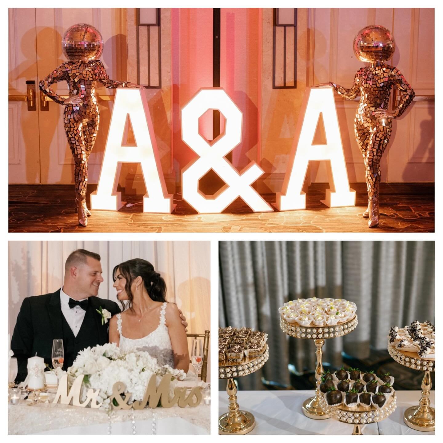 Providing a few rentals for this wedding at the Tampa Marriott Waterstreet. Shown are our Marquee Letters, Gold Mr & Mrs Sign, & the Gold & Pearl Dessert Stands. Pleasure working with Coastal Coordinating, Dewitt For Love Photography, Jen