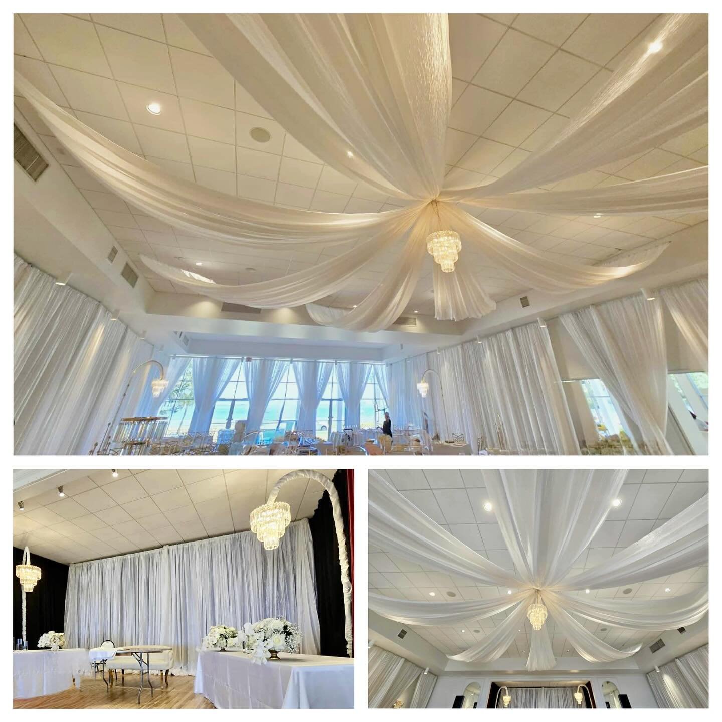 Lovely wedding at Tampa Garden Club. We provided the Draped Ceiling “Starburst”, Stage Draping, & Wall Draping. Pleasure working with Albriana Shante Events, ADR Decor, Fancy That Linens, Gabro Events, Monarch Event Design, Oak &
