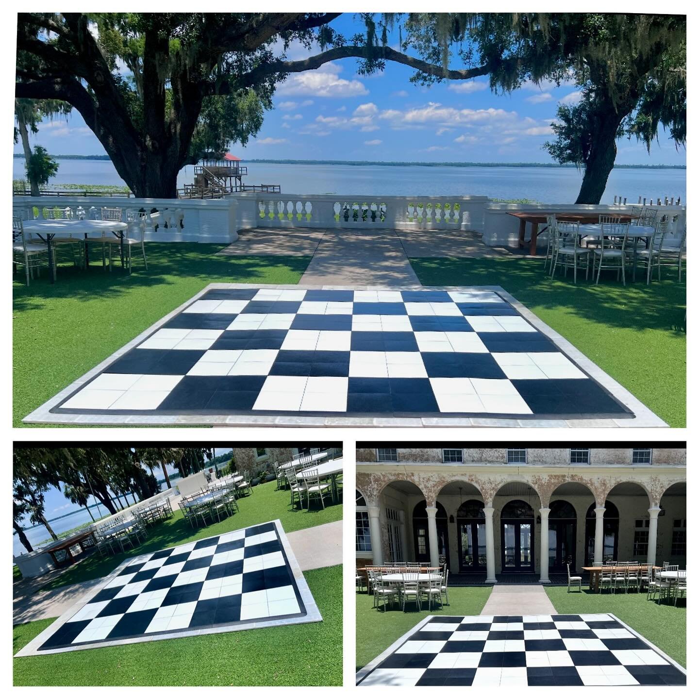 Bella Cosa wedding with our Black & White Checkered Dance Floor. —————————————————————————&mdash