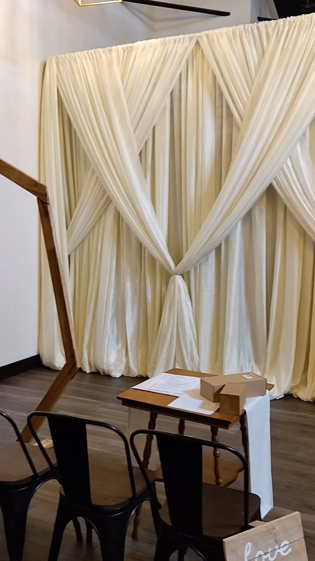 Draped Backdrop for a ceremony at Venue At The Block. ———————————————————————————&mdash