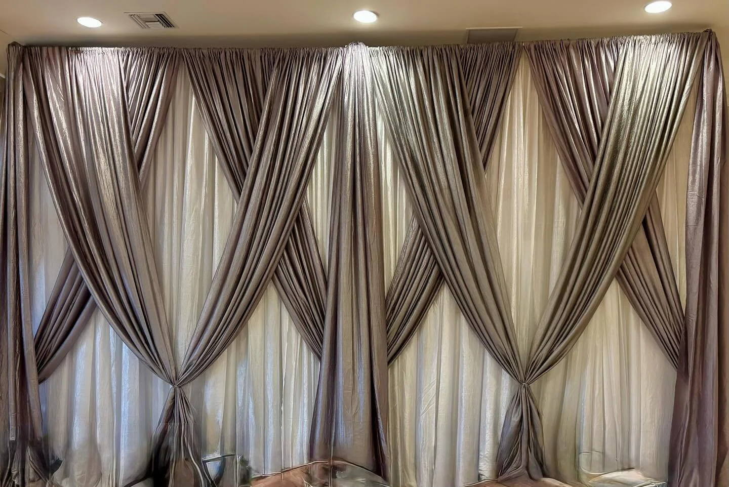 Draped Backdrop at The Regent. ————————————————————————————- #otmweddingandeventre