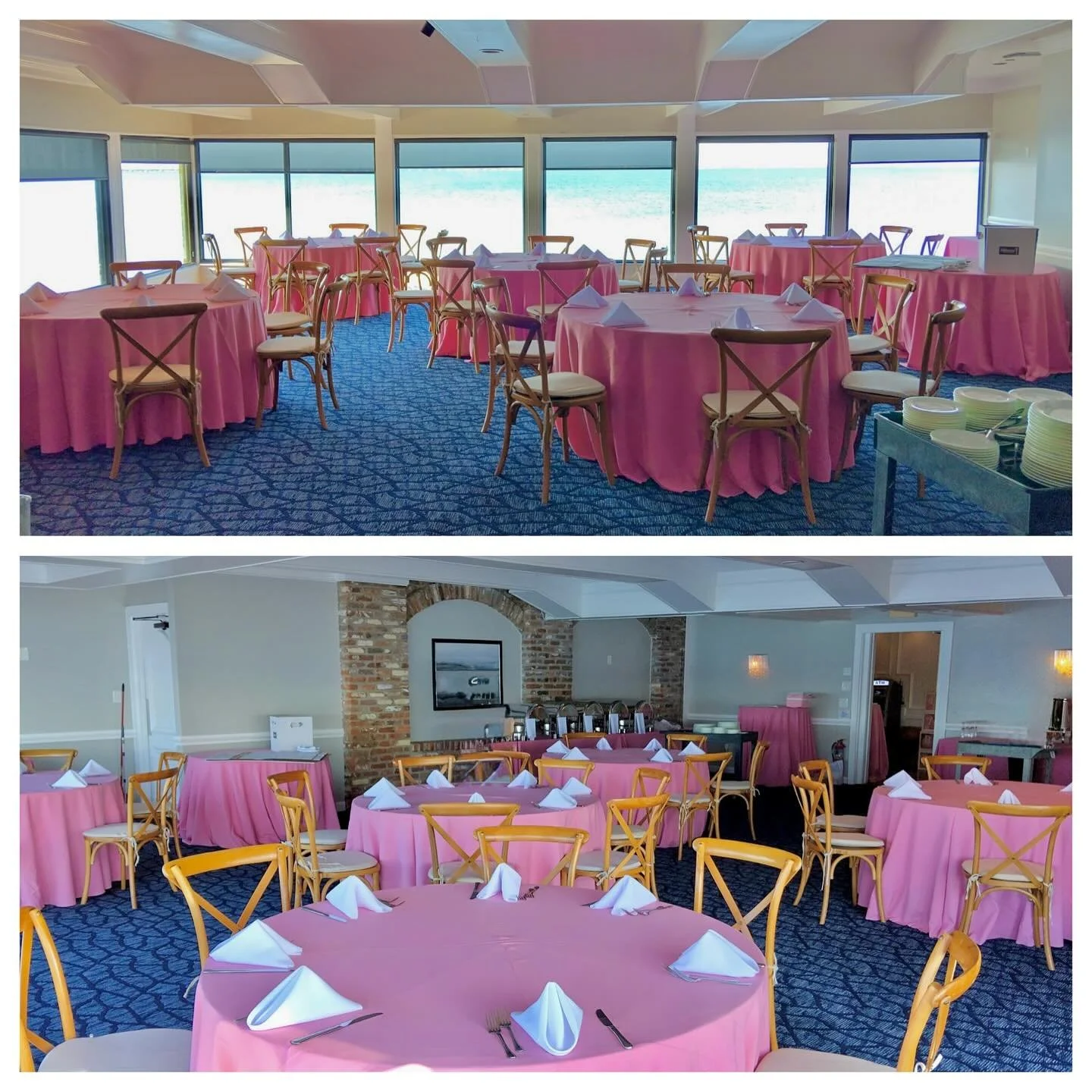 Baby Shower at the Rusty Pelican with our Wood Crossback Chairs. ——————————————————————————&md