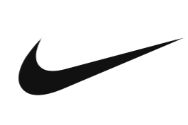 Black Nike Swoosh logo on a white background