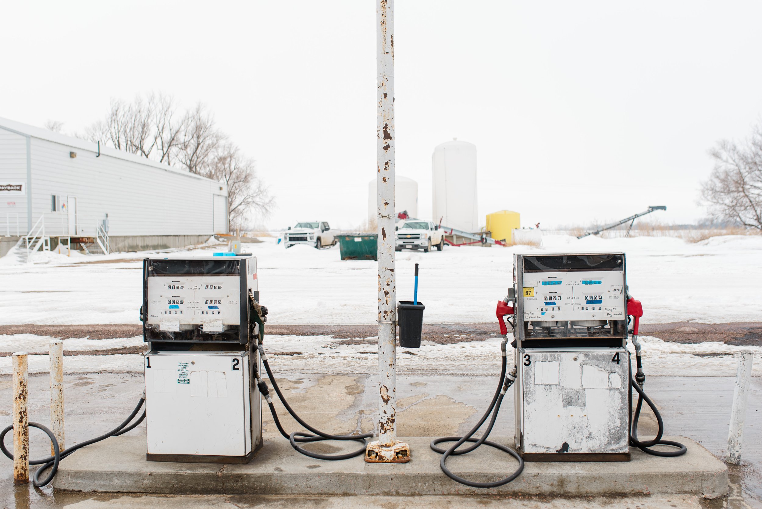 Two old gas pumps in Storla, South Dakota