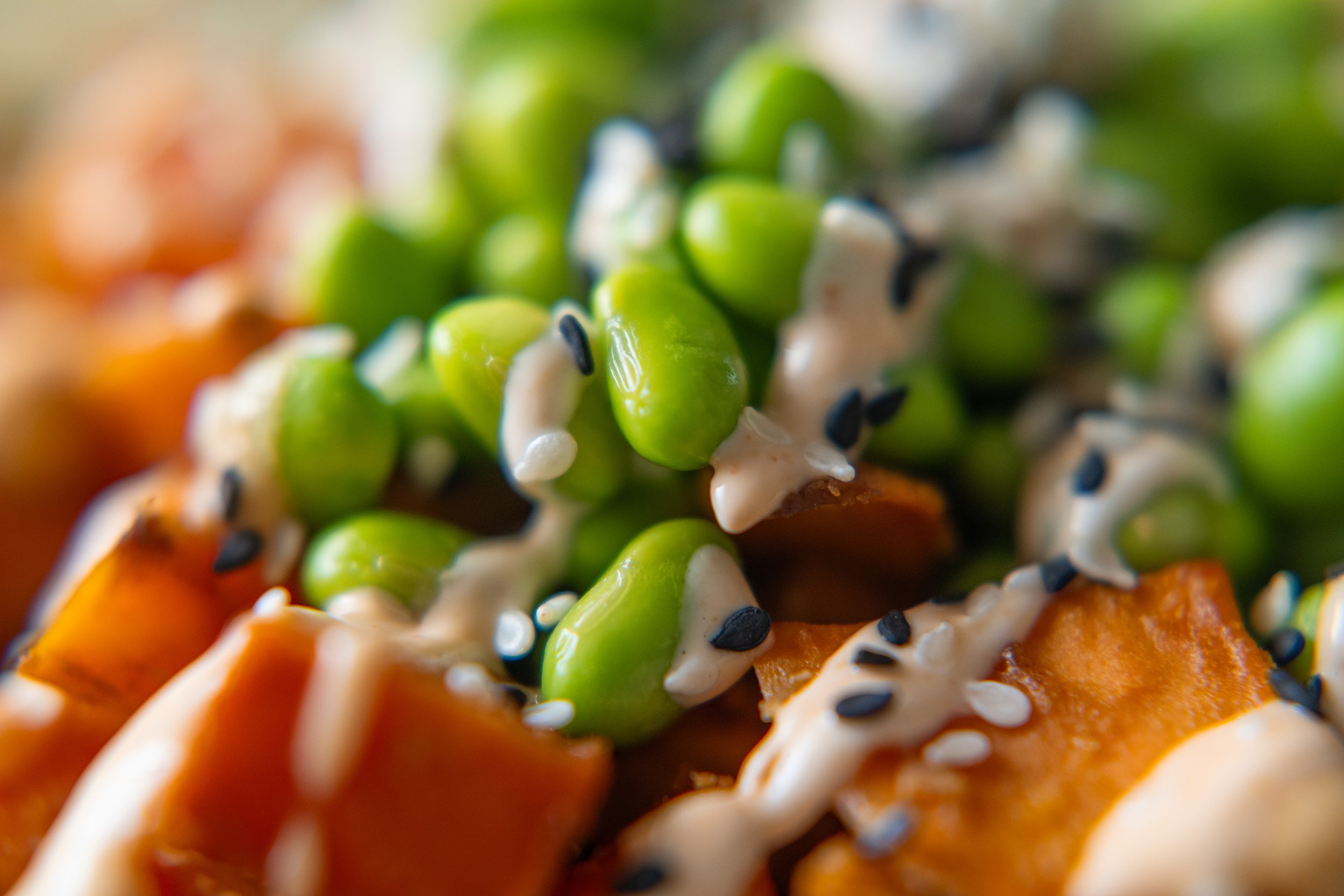 Sweet Potato Bowl with Soy Sauce and Peanut Lime Dressing