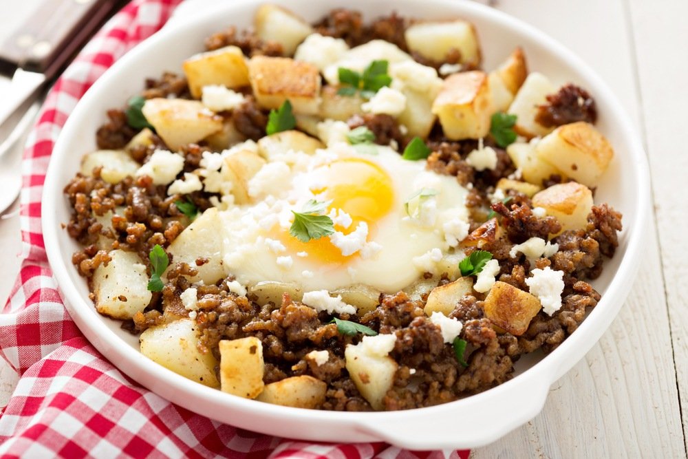 Chorizo Potato Hash with Fried Eggs