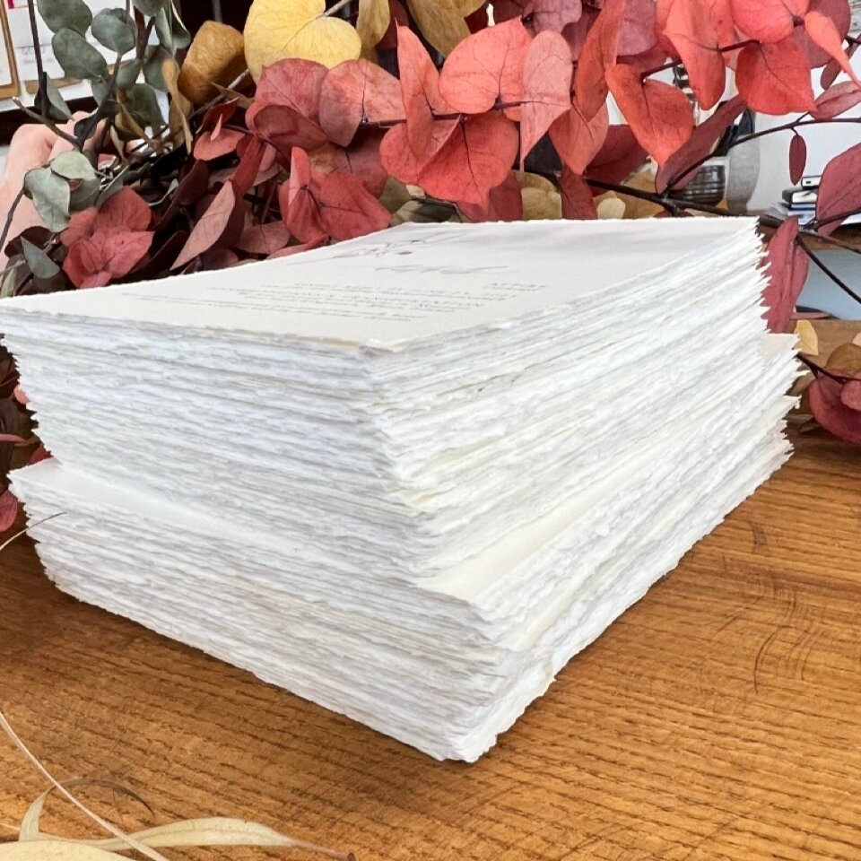 Did you know most of the paper we print on is 100% cotton, which is why when you hand-tear the paper,  the fibers stretch and break unevenly, creating this delicious rough edge.