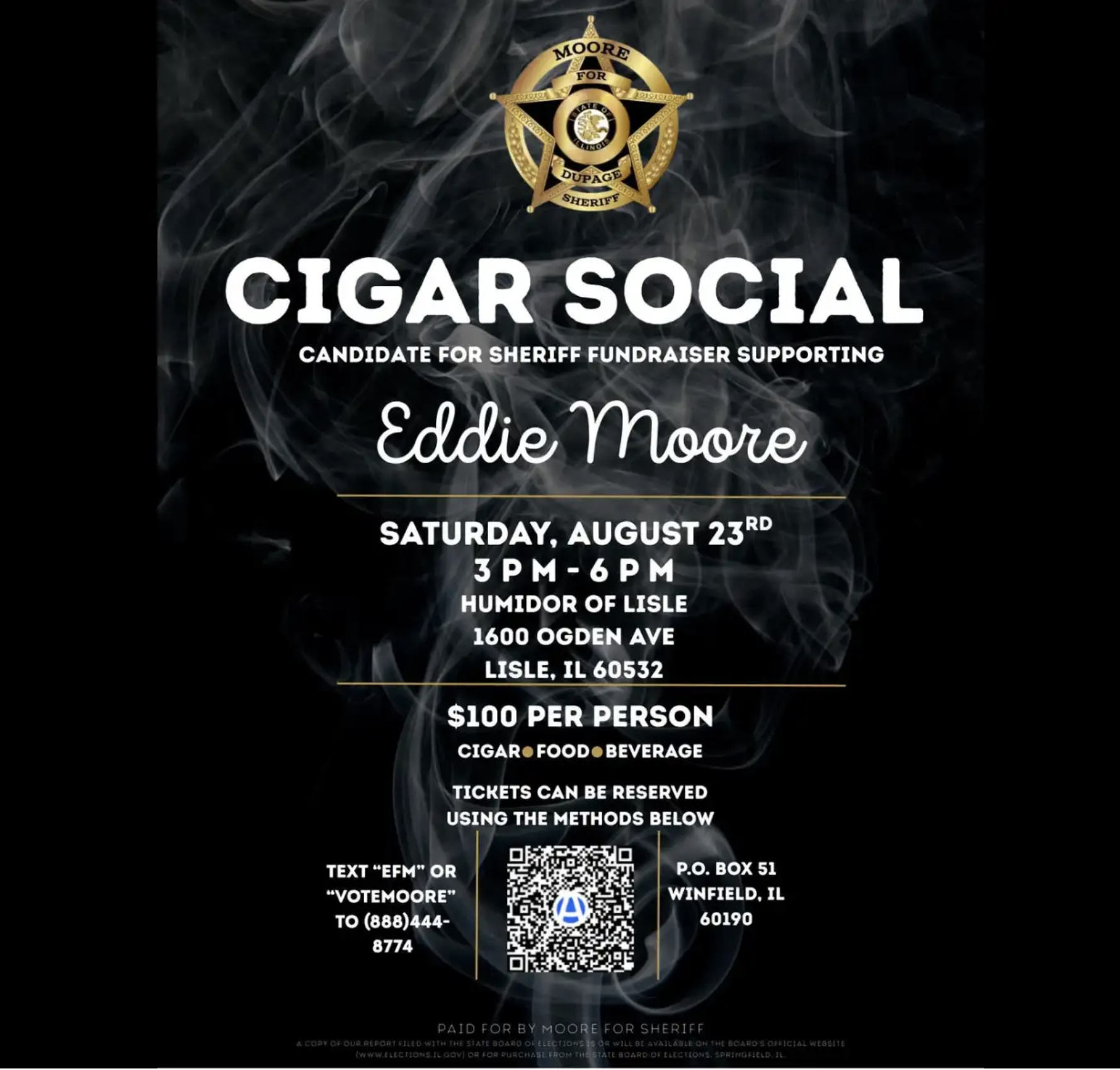 MOORE FOR SHERIFF CIGAR SOCIAL