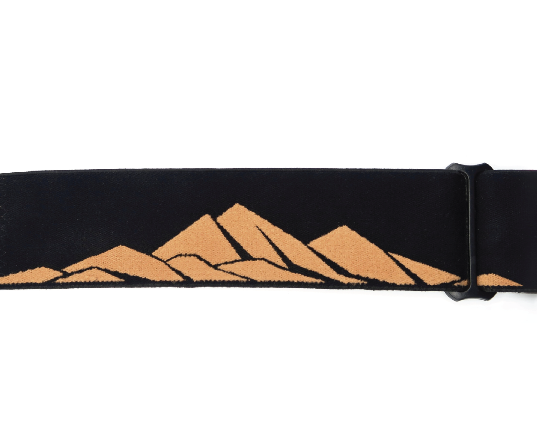 A black fashion designer hand-made mtb mx universal goggle strap crest diablo mountain illustration with the text 'cier le vön' logo on it.