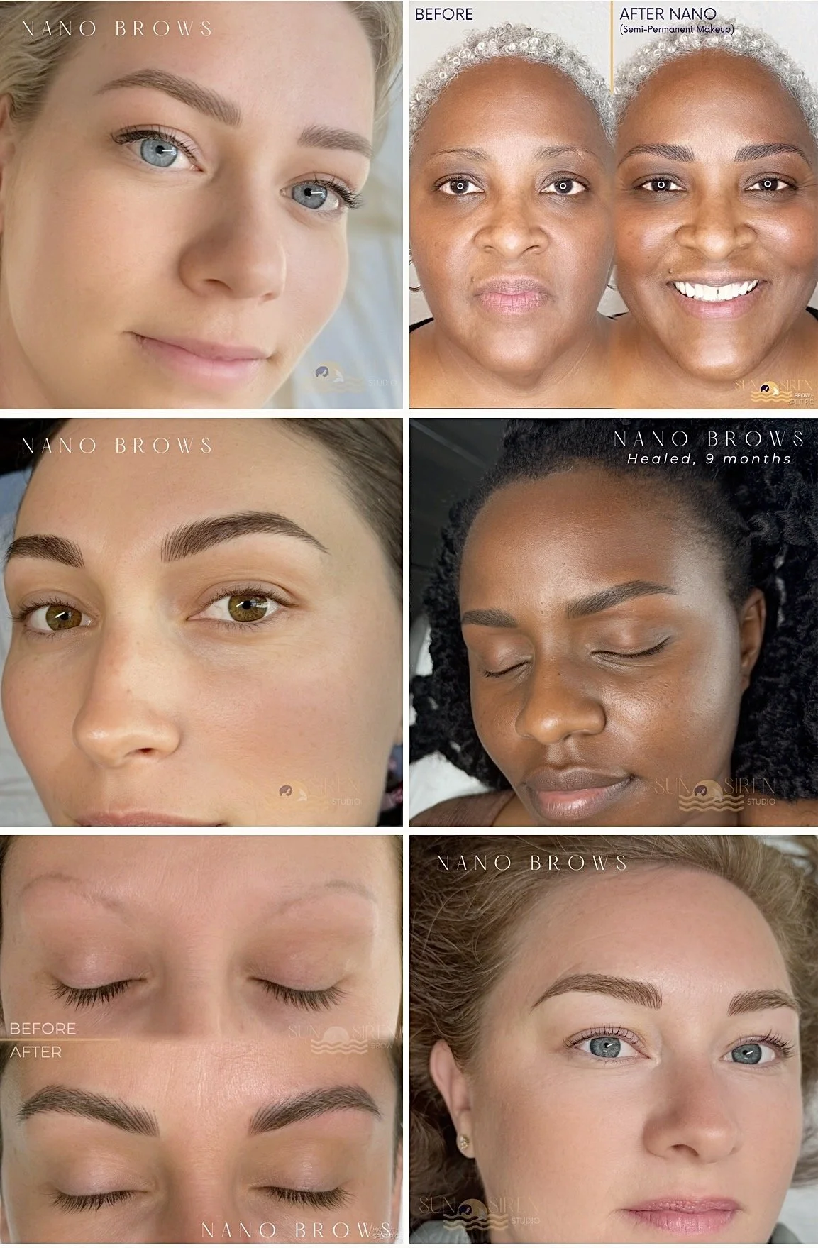 Diverse Eyebrow Examples of Nano Brows