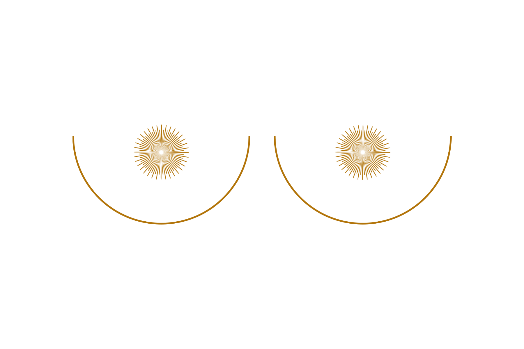 Golden Color graphic of areola's. The areola is a sun graphic.
