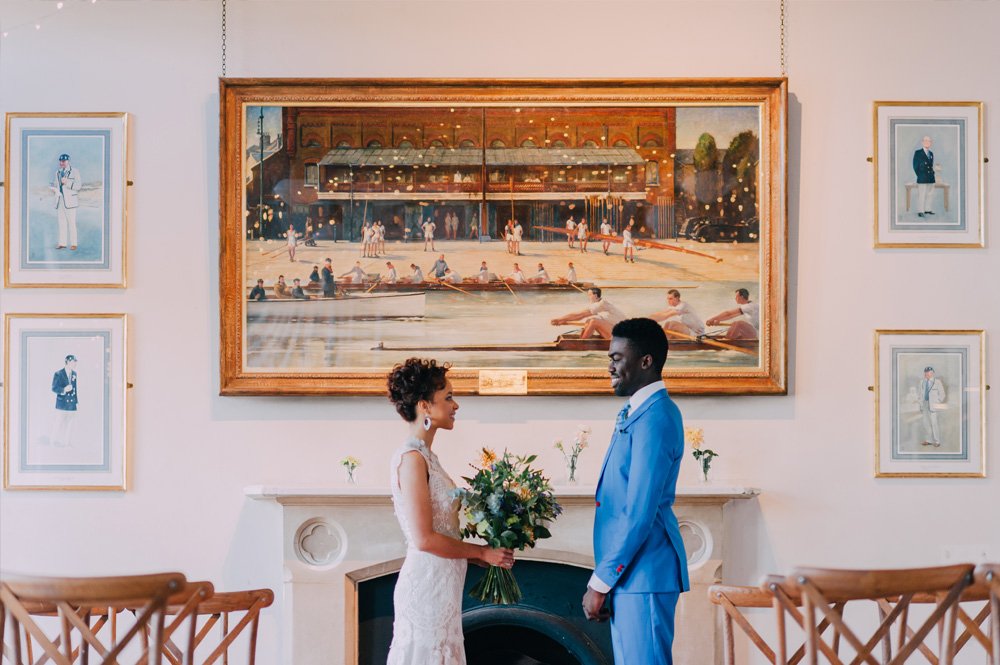 Wedding Ceremony in the Long Room at London Rowing Club, Putney.