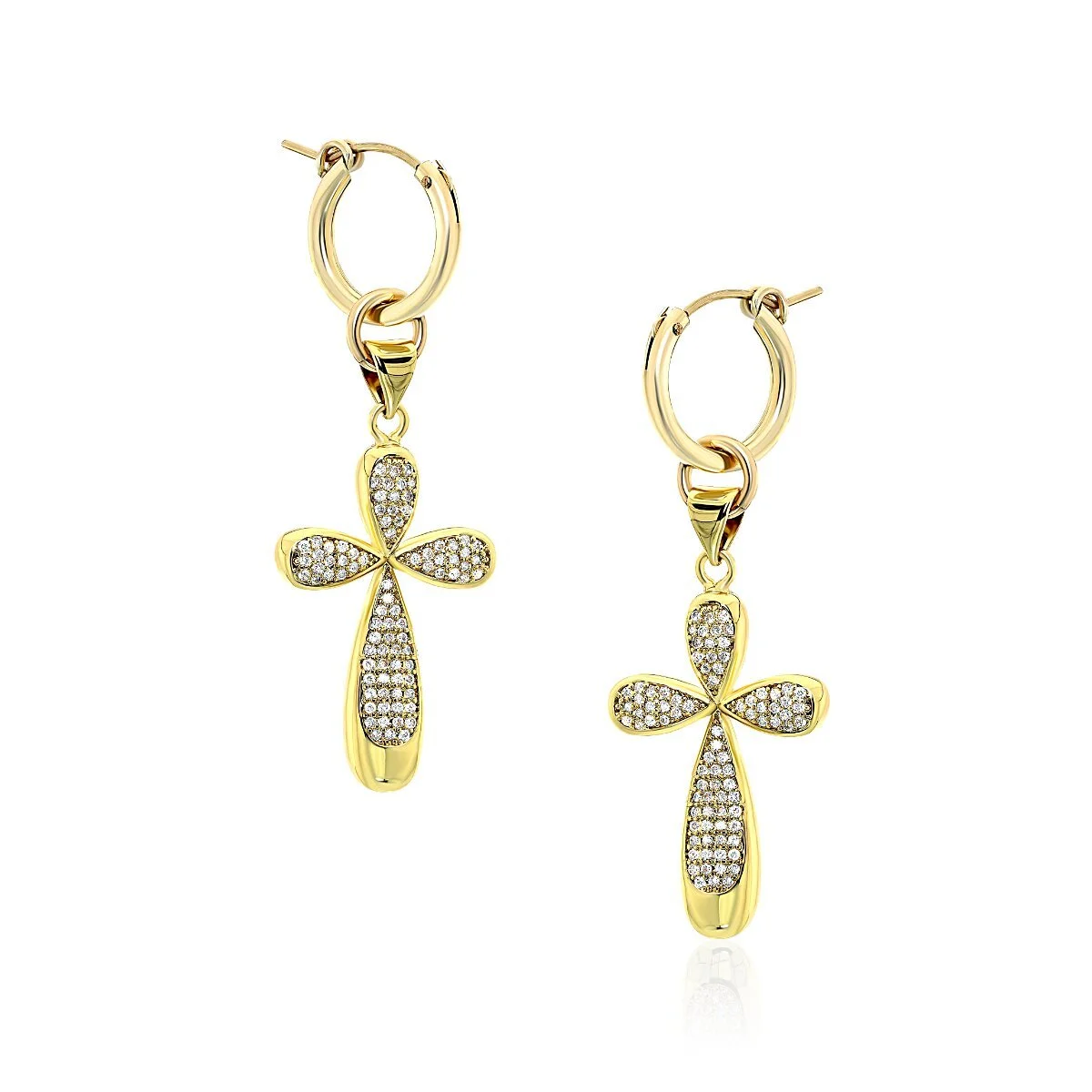 Diamond Cross Hoop Earrings
