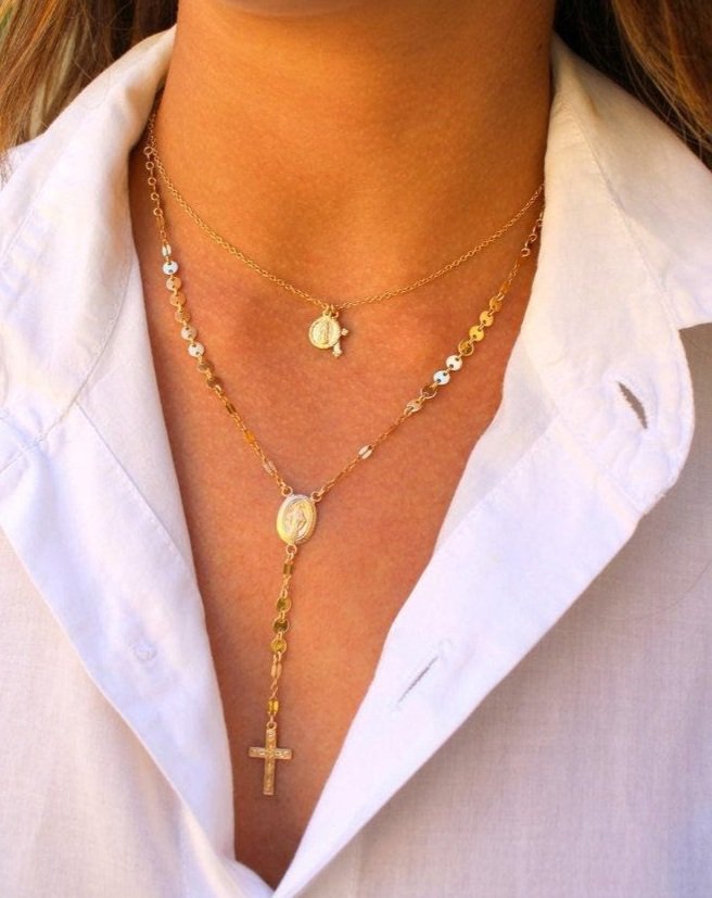 Tiny Cross and Charm Necklace — Tommassini Jewelry