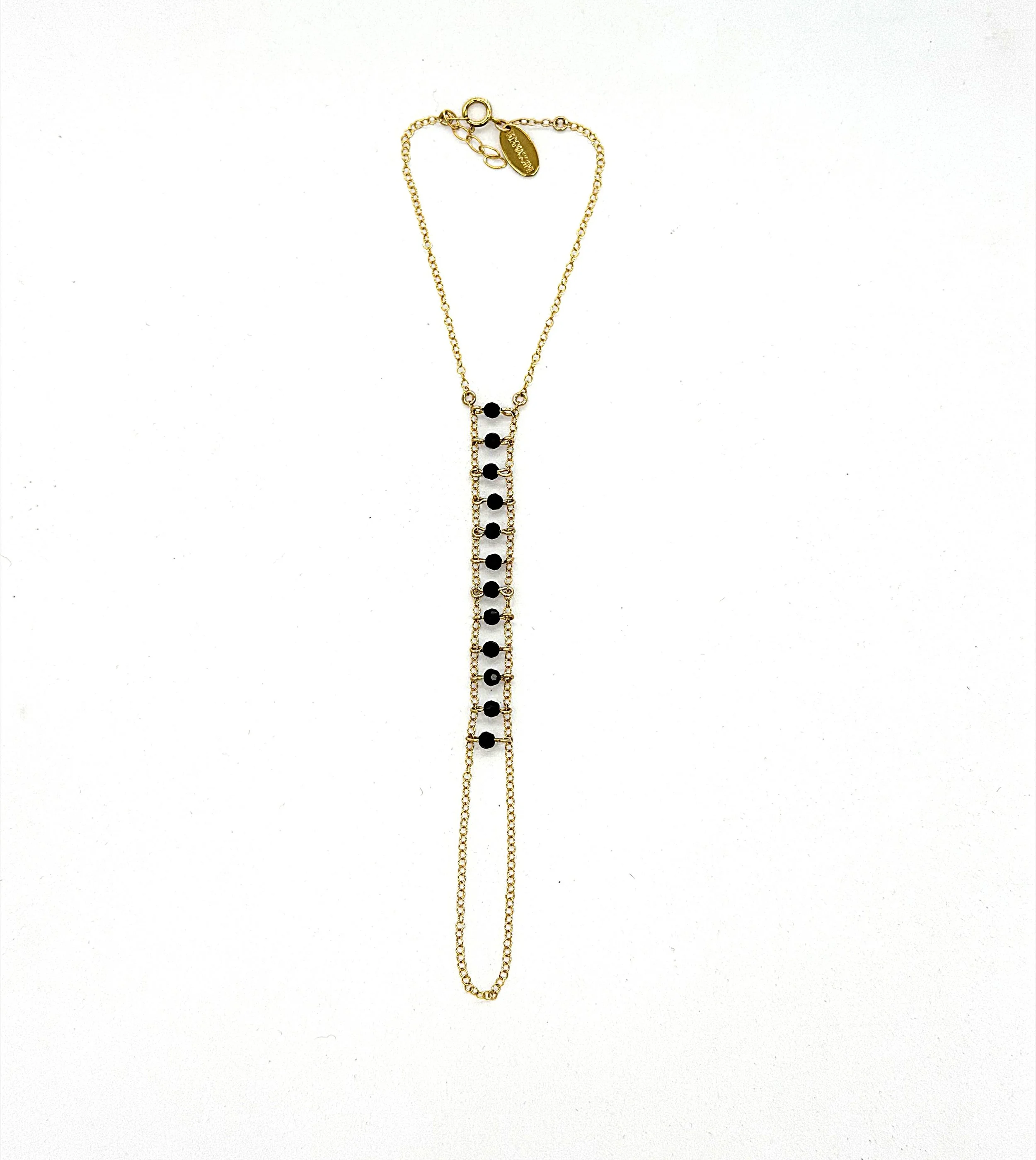 Black Crystal Ladder Hand Chain Bracelet