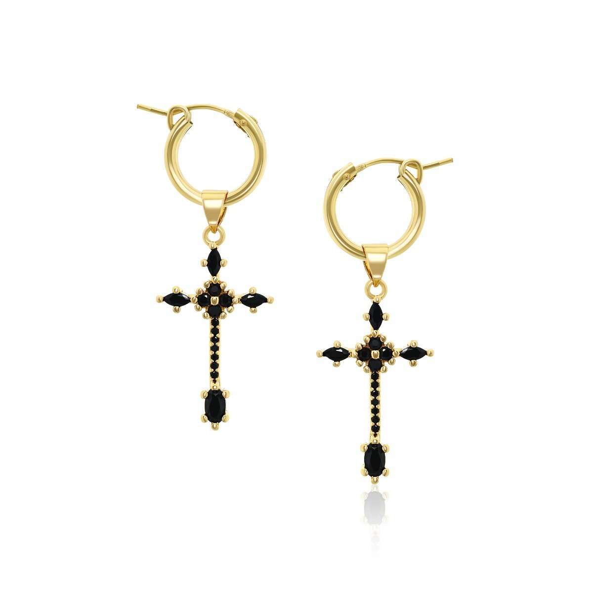 Black Cross Hoop Earrings
