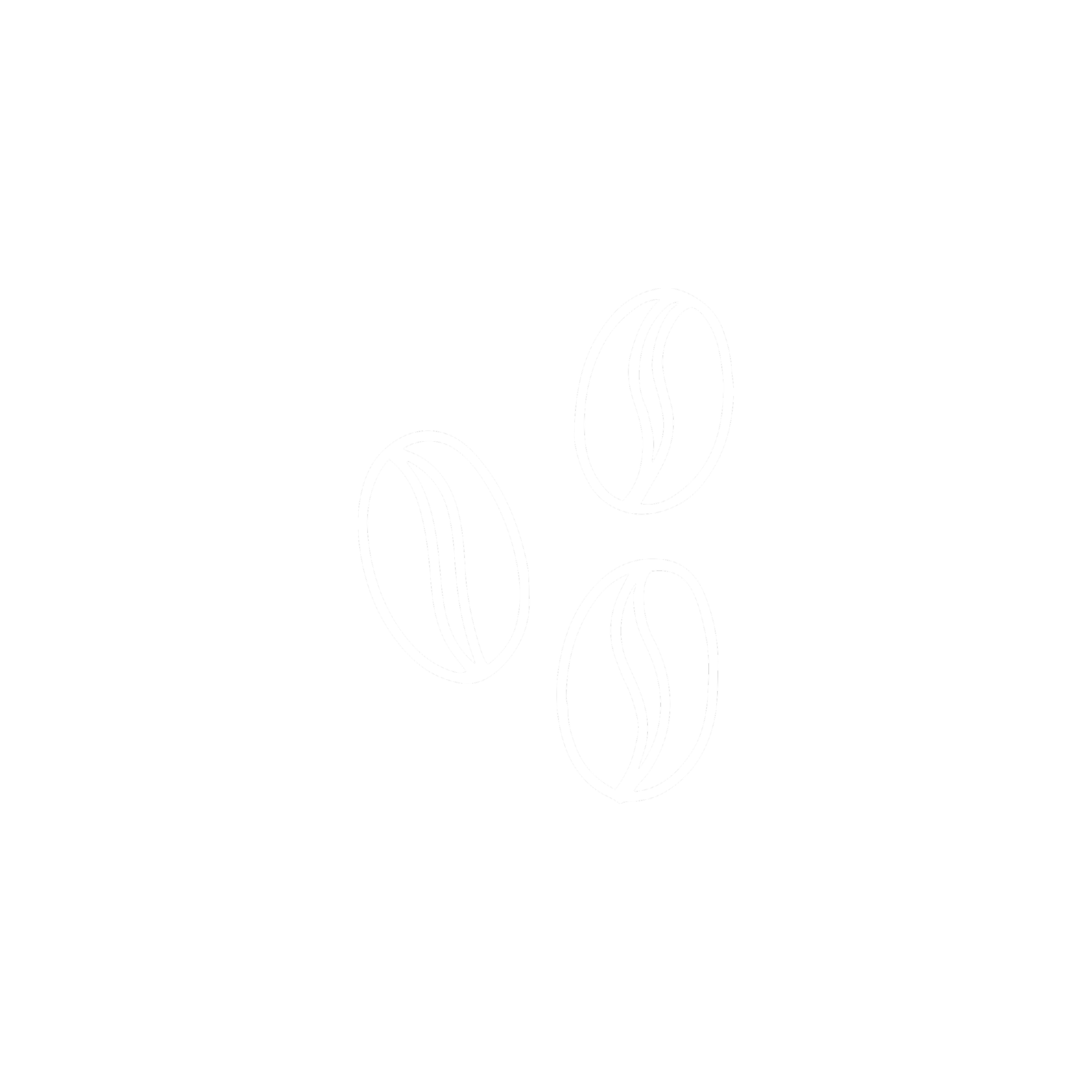 Line drawing of three coffee beans.