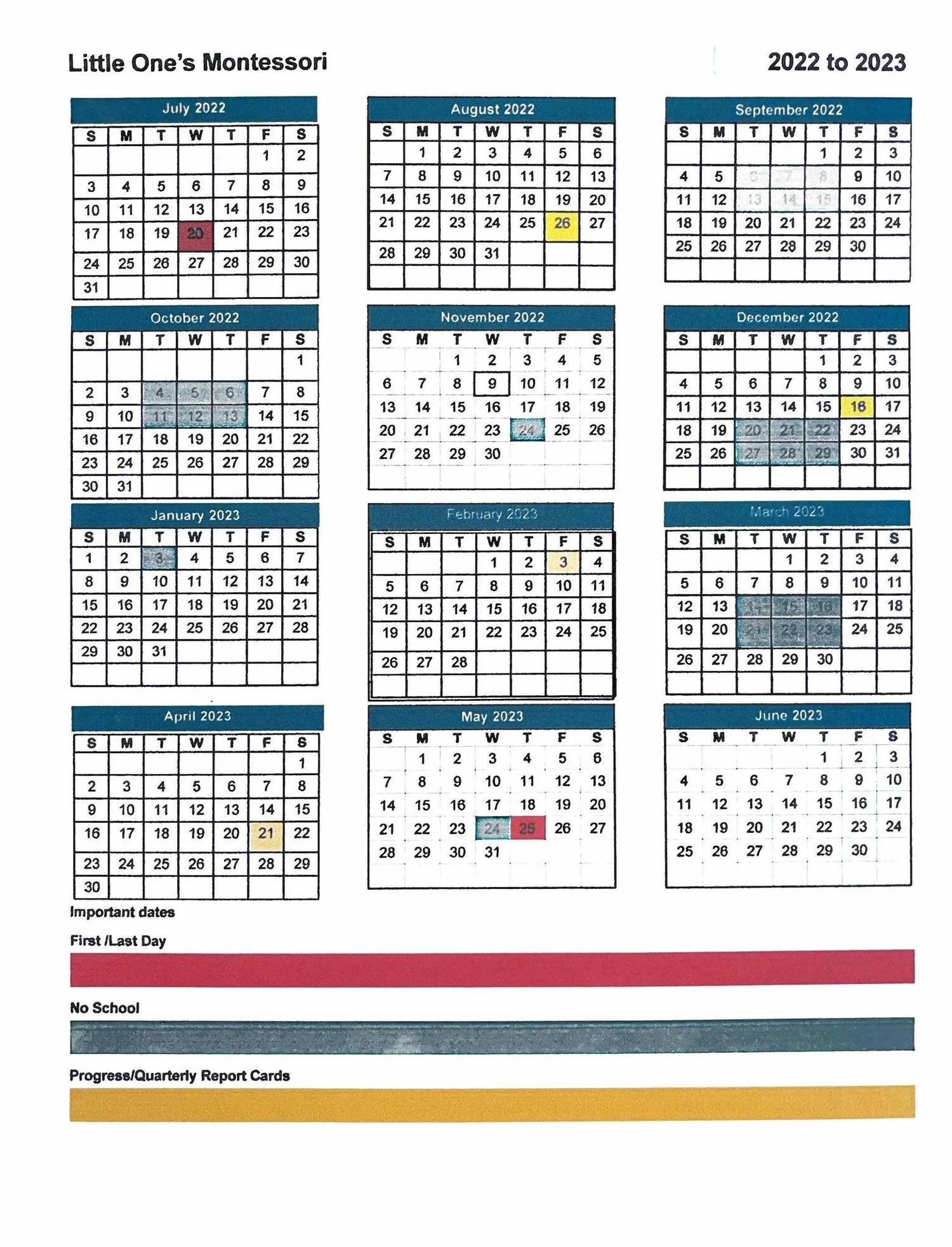 Schedule — Little One's Montessori
