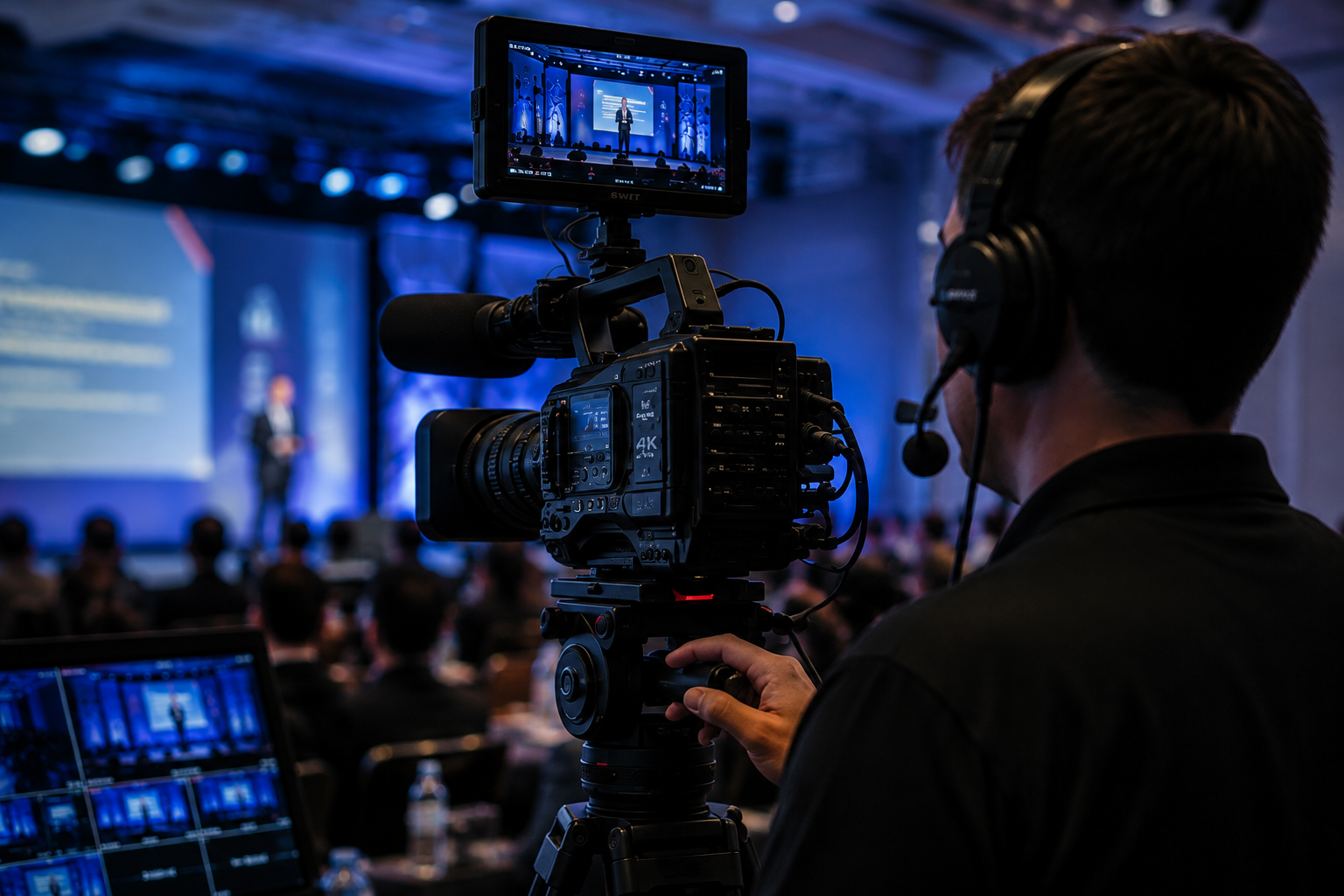 Professional camera operator filming a corporate event in Palm Springs, California.