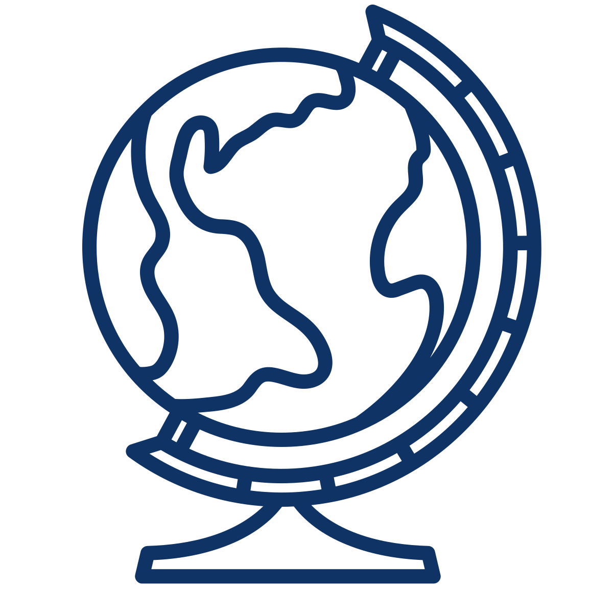Graphic icon of a globe