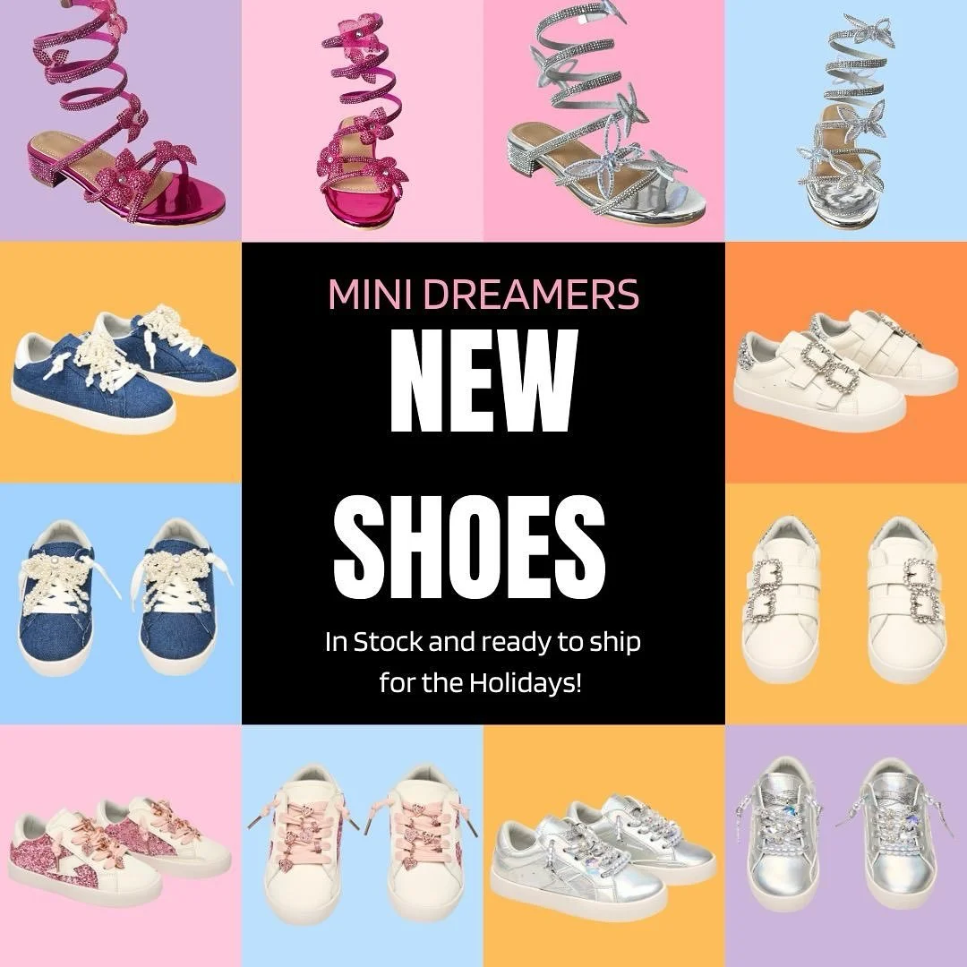NEW sneaks 👟 and fancy pants shoes 👠in stock and now available from @minidreamerskids. Perfect for Thanksgiving and Holiday parties. Order now! ❤️