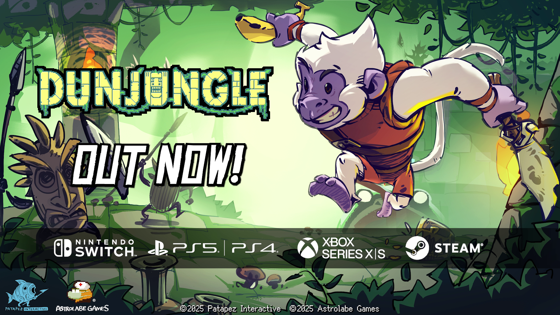 The Final Swing! Dunjungle Leaps onto Full Release on PC Steam and Consoles TODAY!