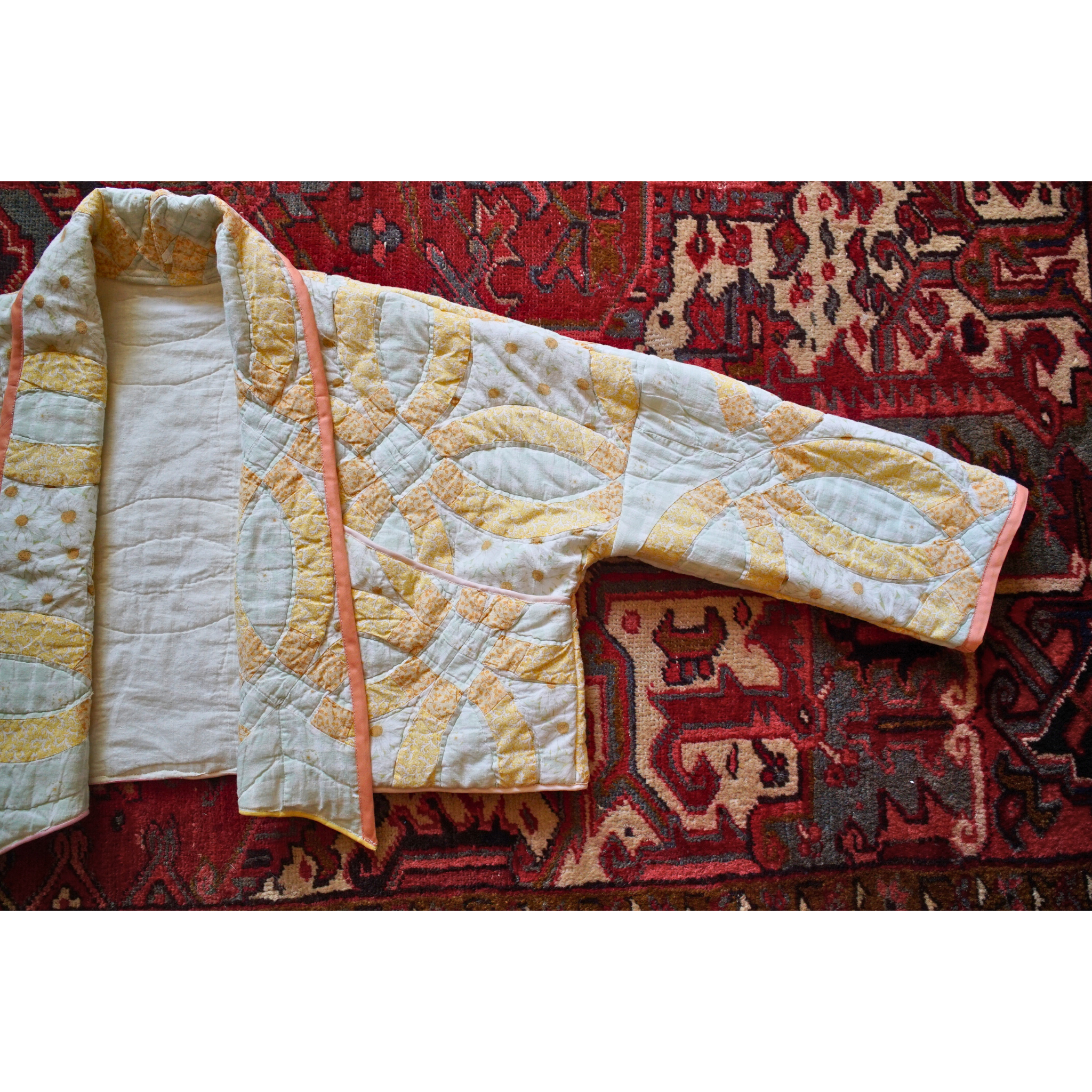 Upcycled Double Wedding Ring Quilt Jacket Size S/M