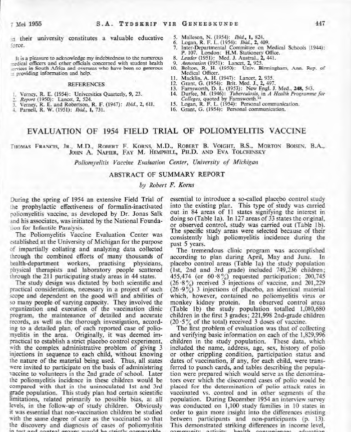 Evaluation of the 1954 Field Trial of Polio Vaccine