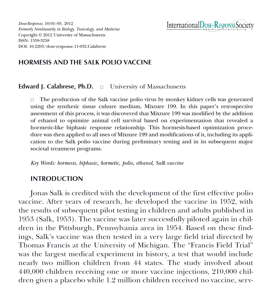 Hormesis &amp; the Salk Polio Trials