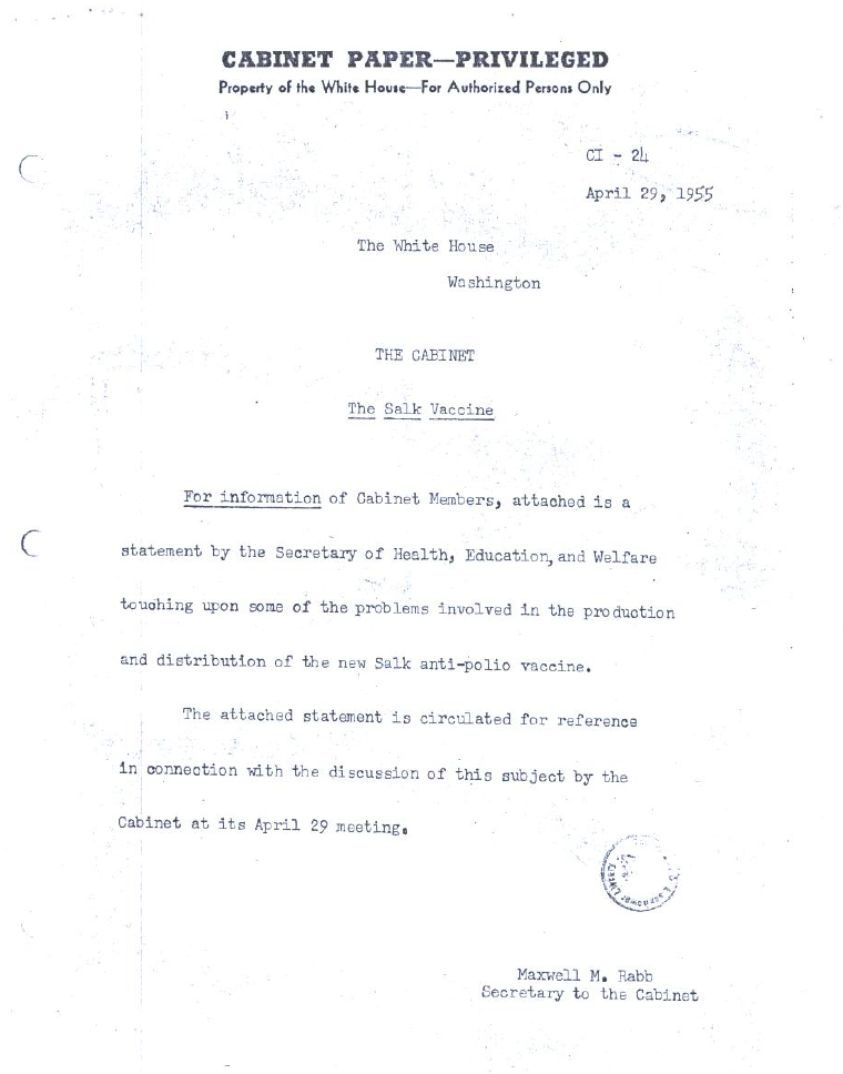 Cutter Incident Government Statement April 1955
