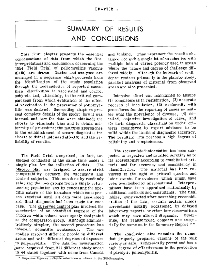 Francis Report Chapter 1: Results Summary