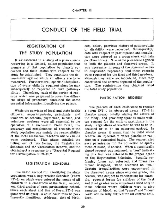 ⭐Francis Report Conduct of the Field Trial (placebo pg 51)
