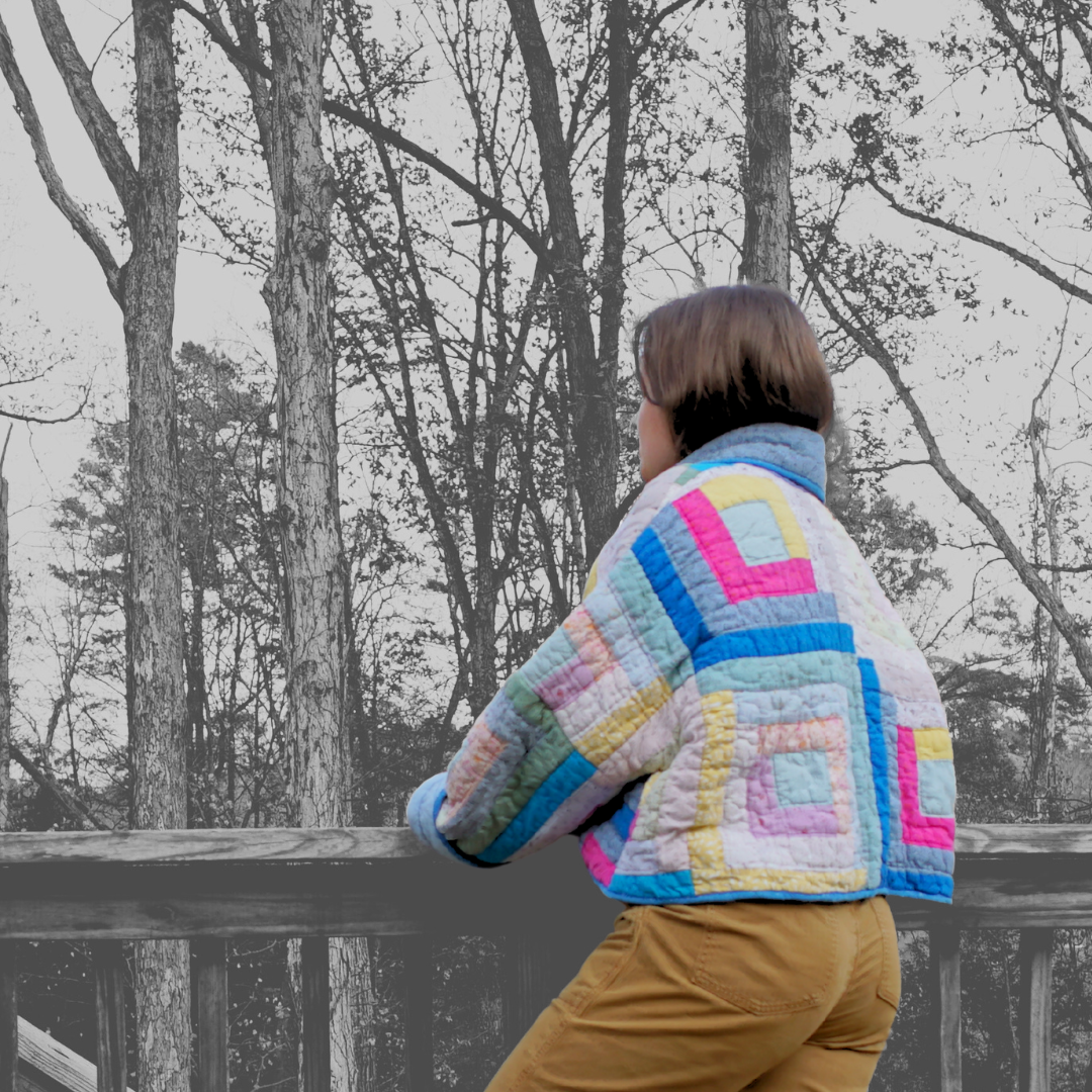 Upcycled Log Cabin Quilt Jacket Size S/M