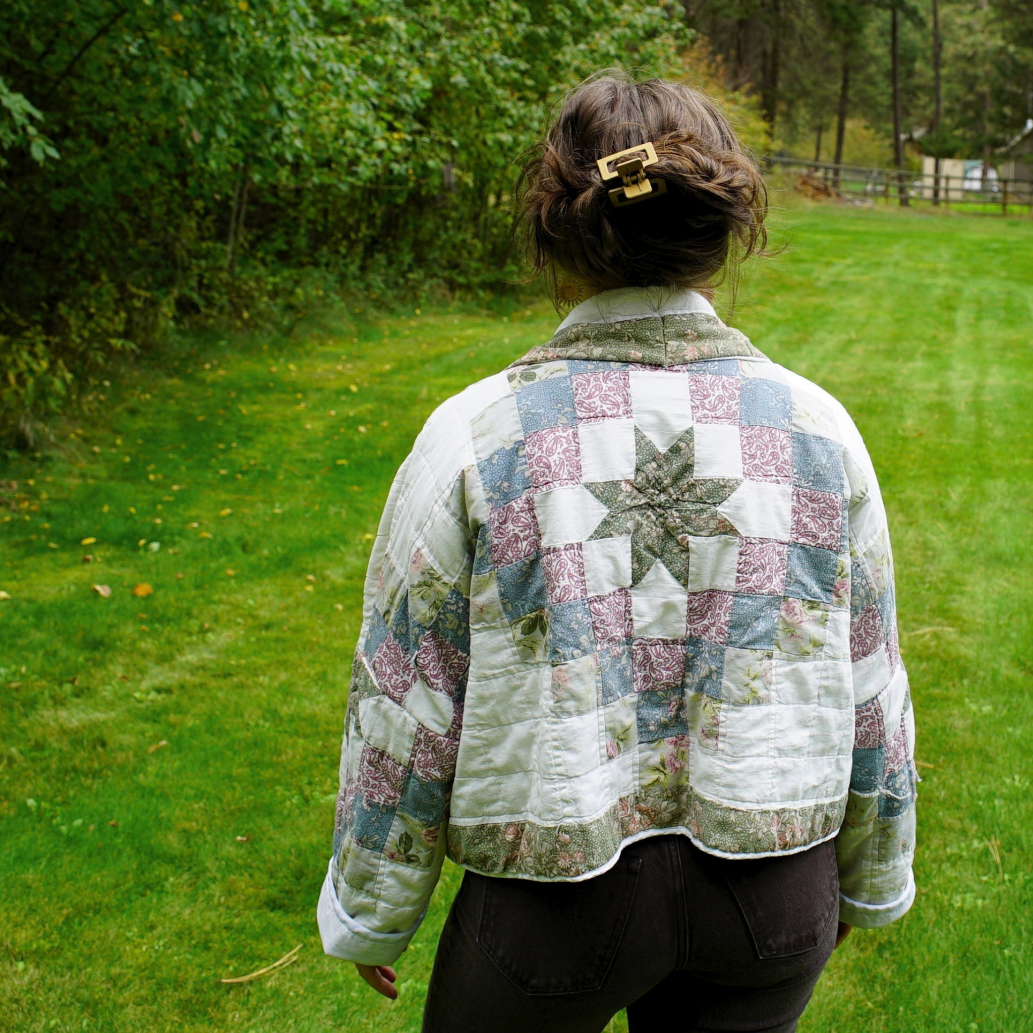 Quilt Coat | Green Chain + Stars