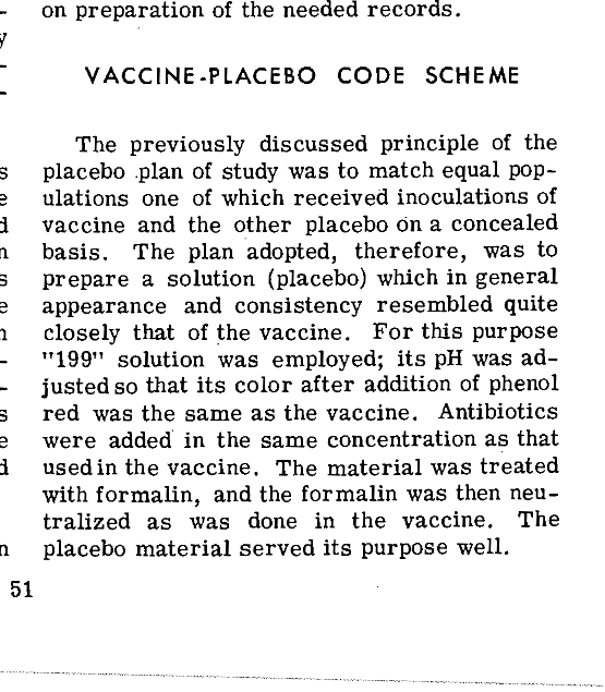 Polio Salk Trial Final Report Placebo Used M199 Mixture 199