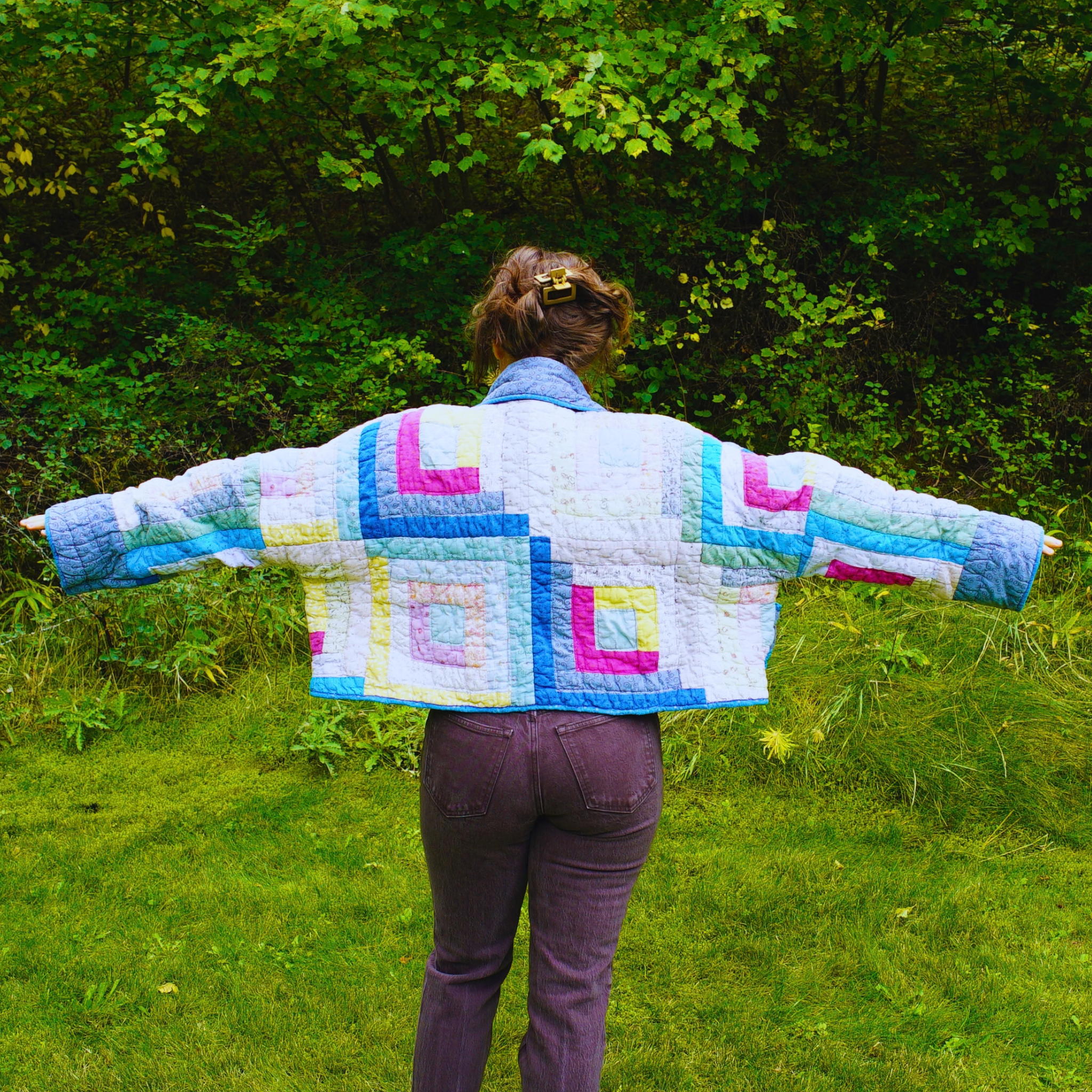 Quilt Coat | Blue Log Cabin