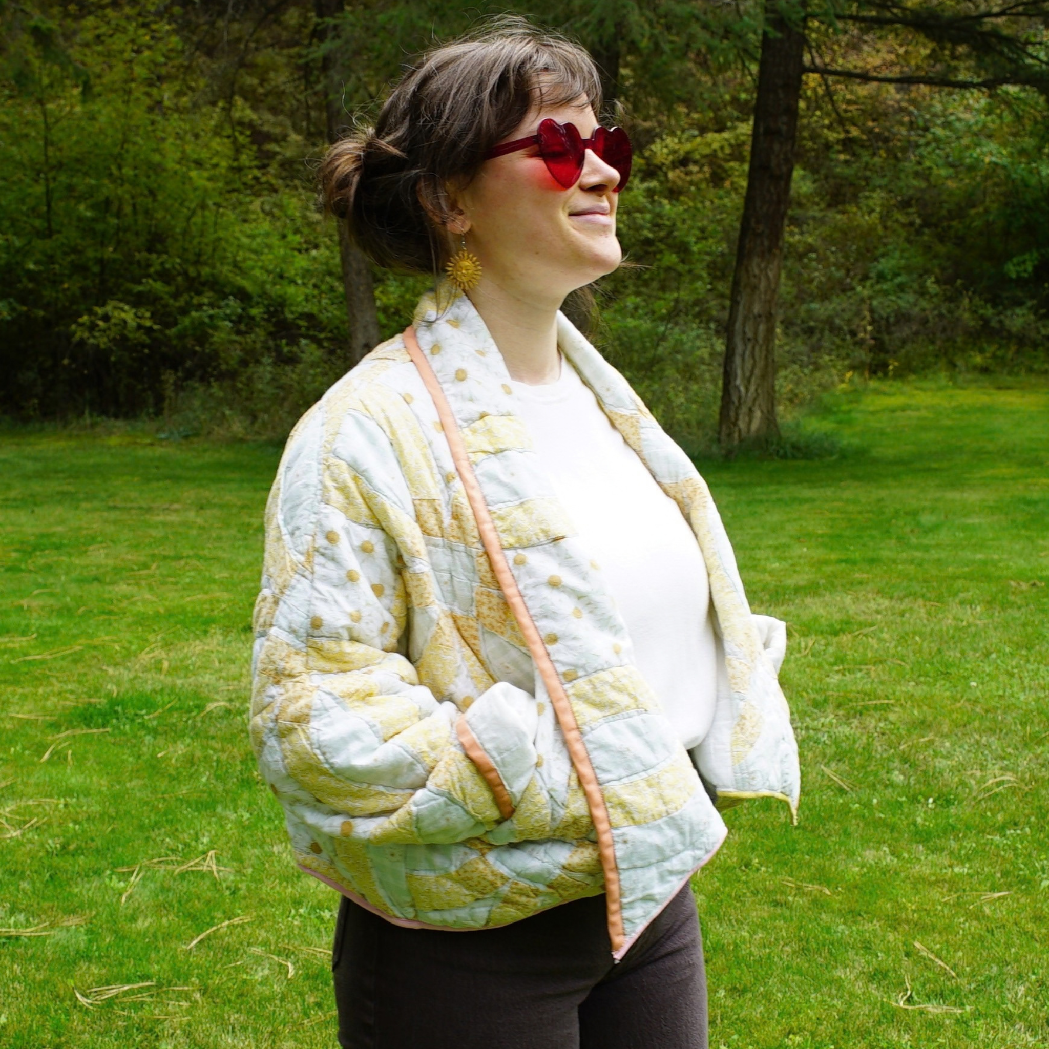 Quilt Coat | Peach Double Wedding Ring