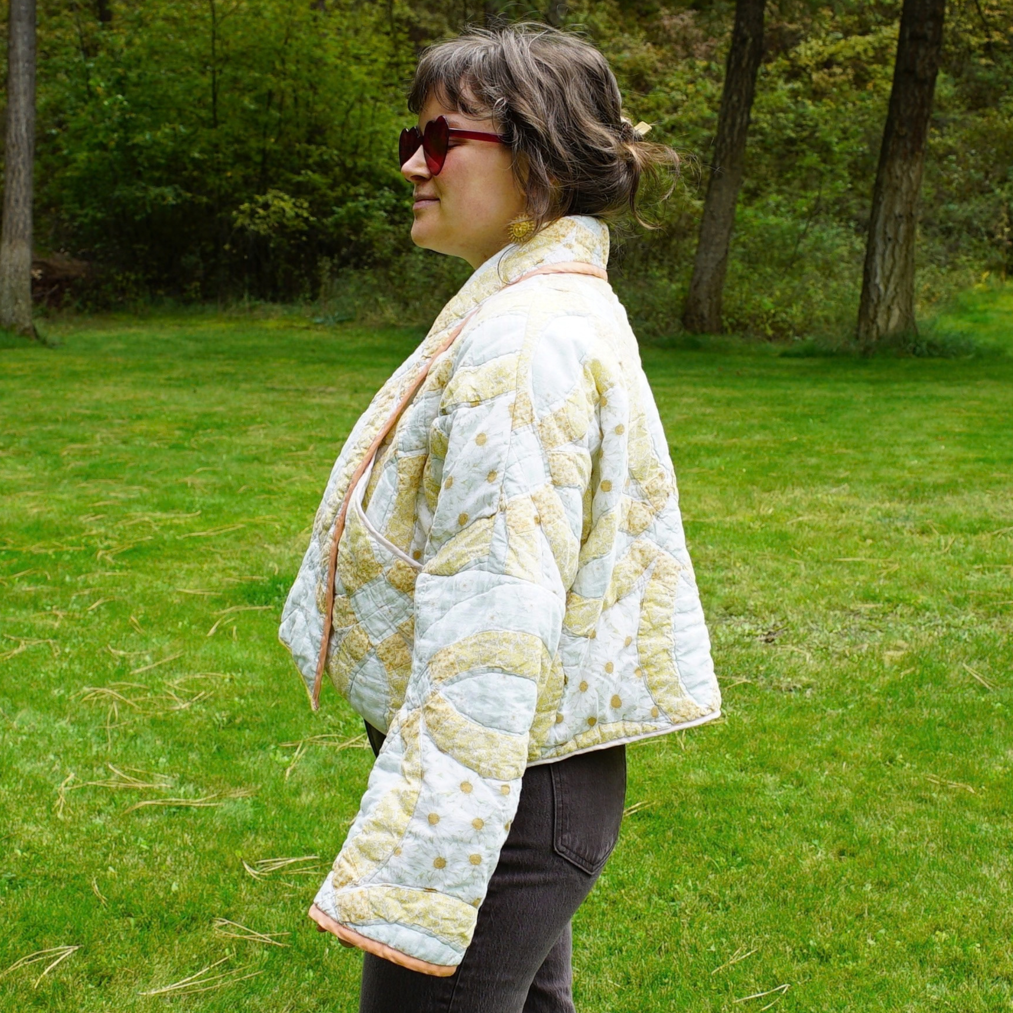 Quilt Coat | Peach Double Wedding Ring